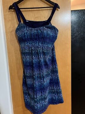 Denver Hayes Navy and Teal Patterned Beach Dress With Builtin Bra. XL